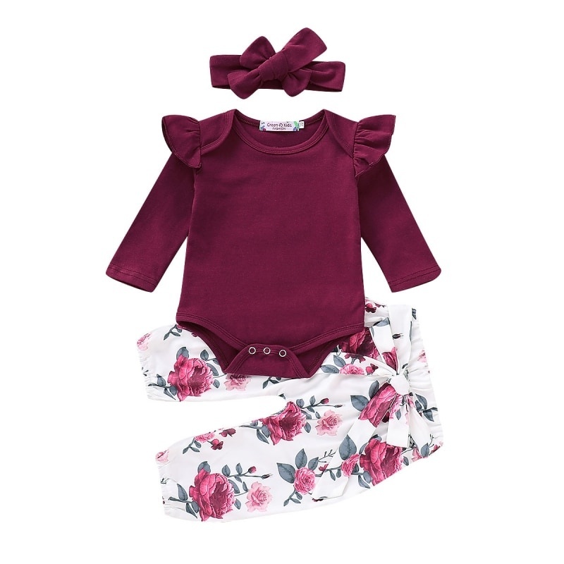 Princess girl clothes set sleeve romper +floral pants +headband clothes 0-18m Autumn Spring baby Girls Long sleeve bodysuits, Wine red
Princess girl clothes set sleeve romper +floral pants +headband clothes 0-18m Autumn Spring baby Girls Long sleeve bodysuits, Wine red