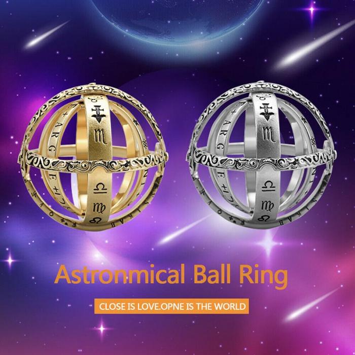 Creative Astronomical Ball Ring Complex Rotating Clamshell Astronomical Ring Universe Student Constellation Ring Jewelry