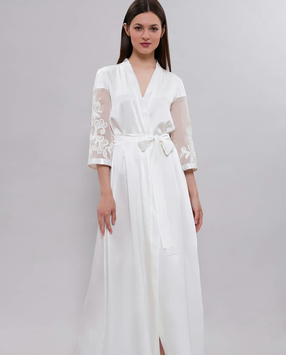 cheap white wedding robes vneck long sleeves lace ruffle bathrobes pajamas sleepwear custom made anklelength night gown for women hot sell