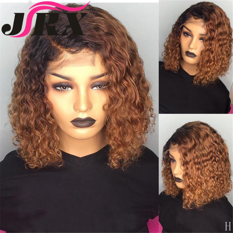 

Ombre Honey Blonde Curly Human Hair Wig Peruvian Remy Preplucked Hair 13X4 Lace Front Wig Glueless Baby For Black Women, Natural color