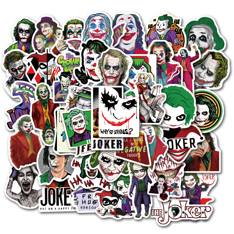 50pcs/Set Mixed Movie The Joker Cartoon Stickers Car Motorcycle Travel Luggage Phone Guitar Fridge Laptop PVC Waterproof Toy Sticker