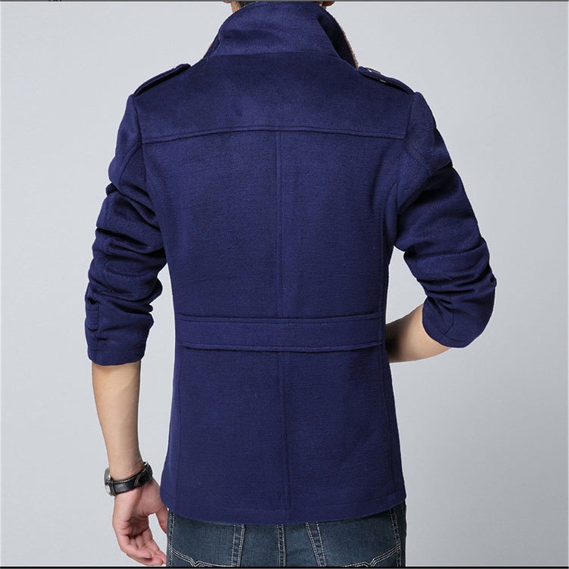 Fashion Brand Wool winter Jacket Long Trench Coat for Men Slim Fit Male Overcoat Thick Khaki trenchcoat Windbreaker High Quality