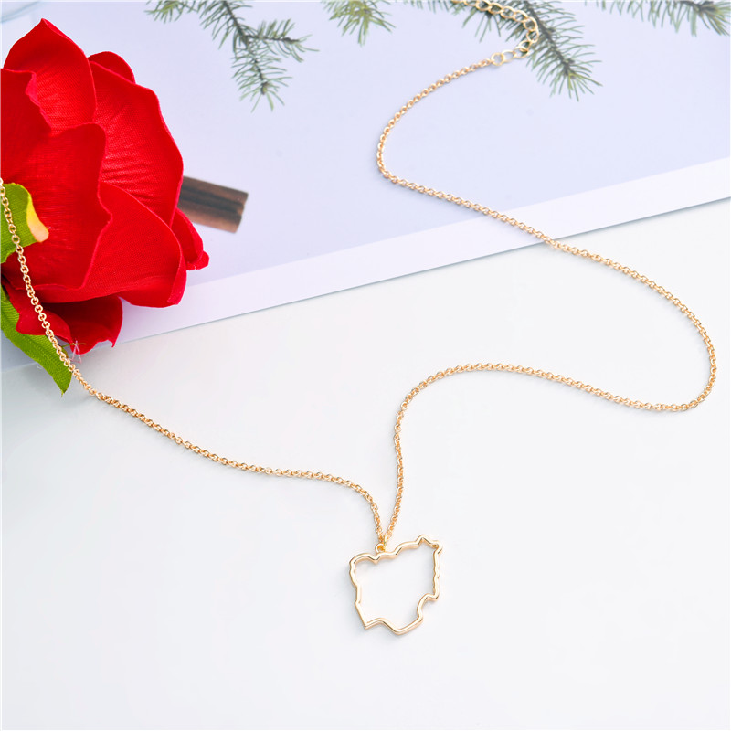 5PCS Outline Federal Republic of Nigeria Map Necklace Africa Country Nigerian Continent Pendant Chain Necklaces for Women Jewelry