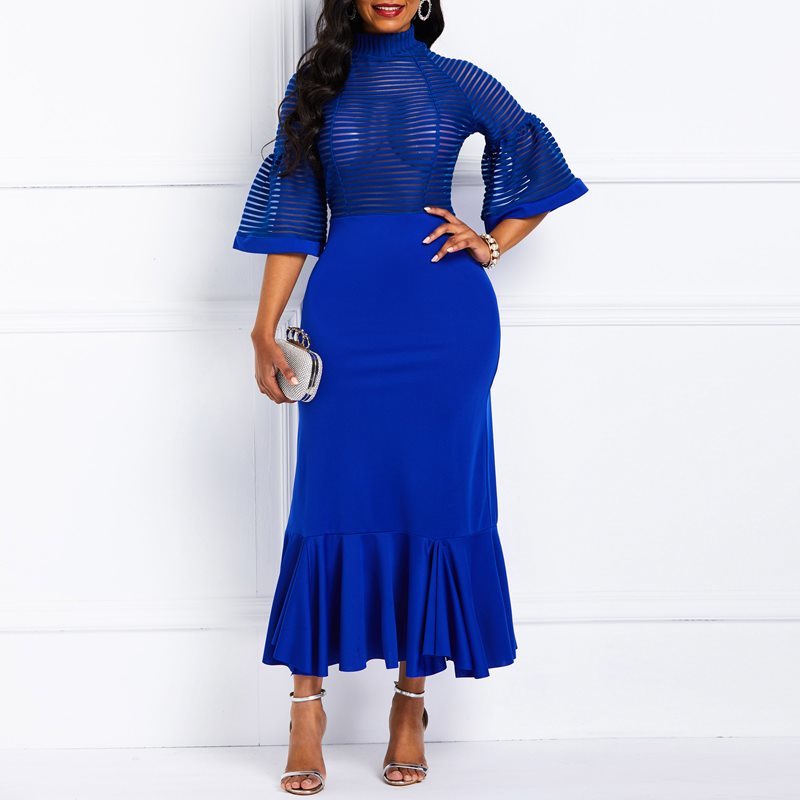 Summer autumn clothing sexy club net yarn perspective beautiful party long party clothing LY191116