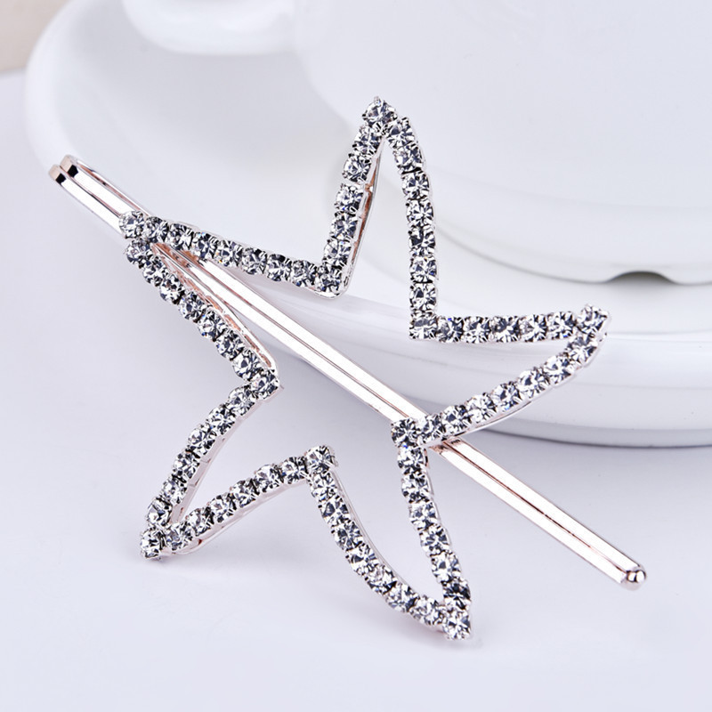 Rhinestone Starfish Fashion Metal Hairpins Women Girls Hair Clips Pin Barrette Hairclip Accessories For Women Hairgrip Headdress