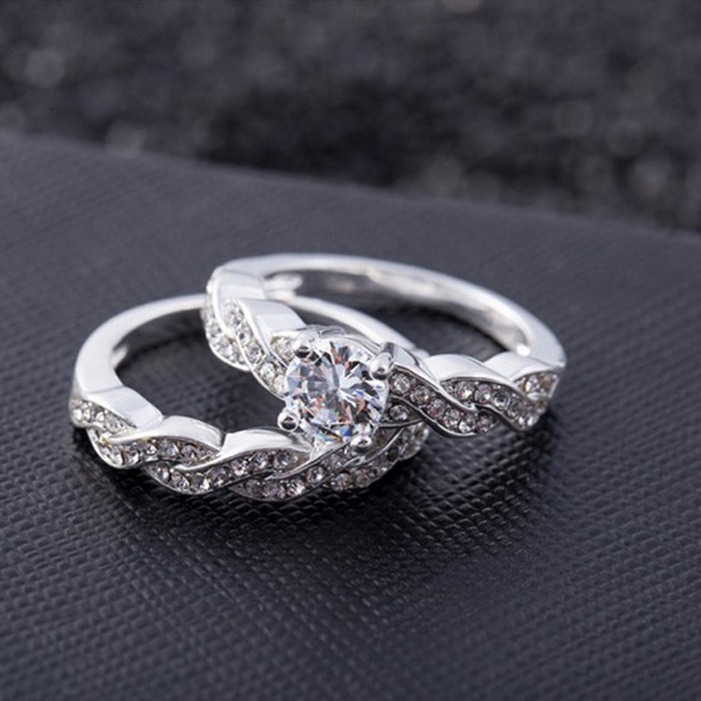 Multi Drill Crossing Ring Diamond Lovers Ring Set Rings Personality Micro Zircon Diamond Ring Finger