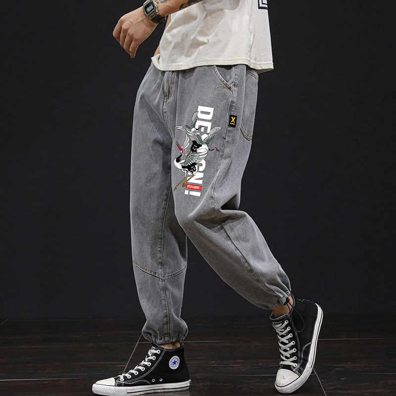 New jeans long loose plus size increase printing small feet jeans high quality fashion new men, Gray
New jeans long loose plus size increase printing small feet jeans high quality fashion new men, Gray