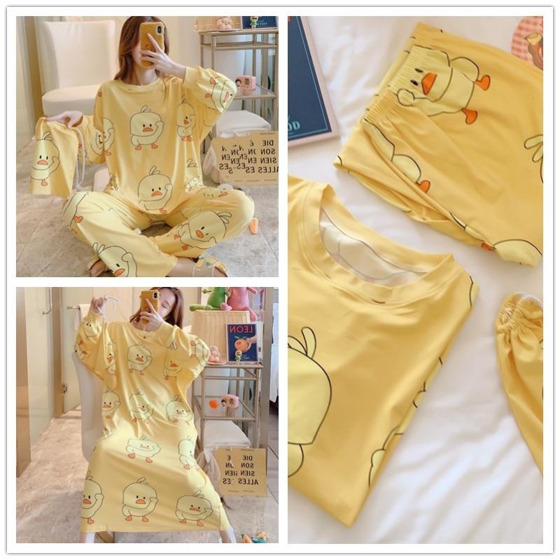New Spring Hot Sale Women Cute Set Little Yellow Duck Long Sleeve O-Neck Sleepwear Pyjamas Soft Home Clothing With A Bag
New Spring Hot Sale Women Cute Set Little Yellow Duck Long Sleeve O-Neck Sleepwear Pyjamas Soft Home Clothing With A Bag