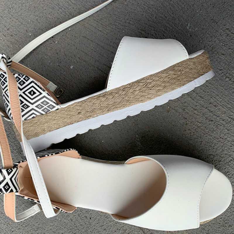 Summer Women Ankle Strap Sandals Platform Flat Mid Heel Sponge Sole Peep Toe 2020 New Casual Beach Ladies Shoes Zapatos De Mujer