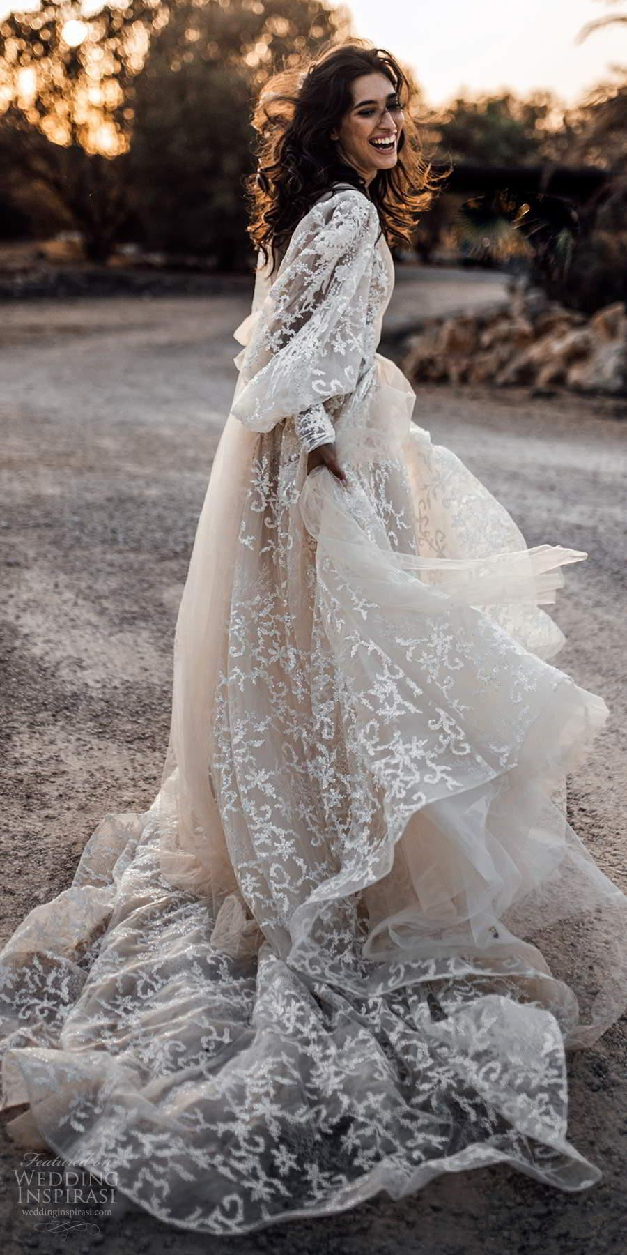 classic long sleeve wedding dresses bohemian full lace appliqued sweep train wedding dress bridal gowns vestido de novia