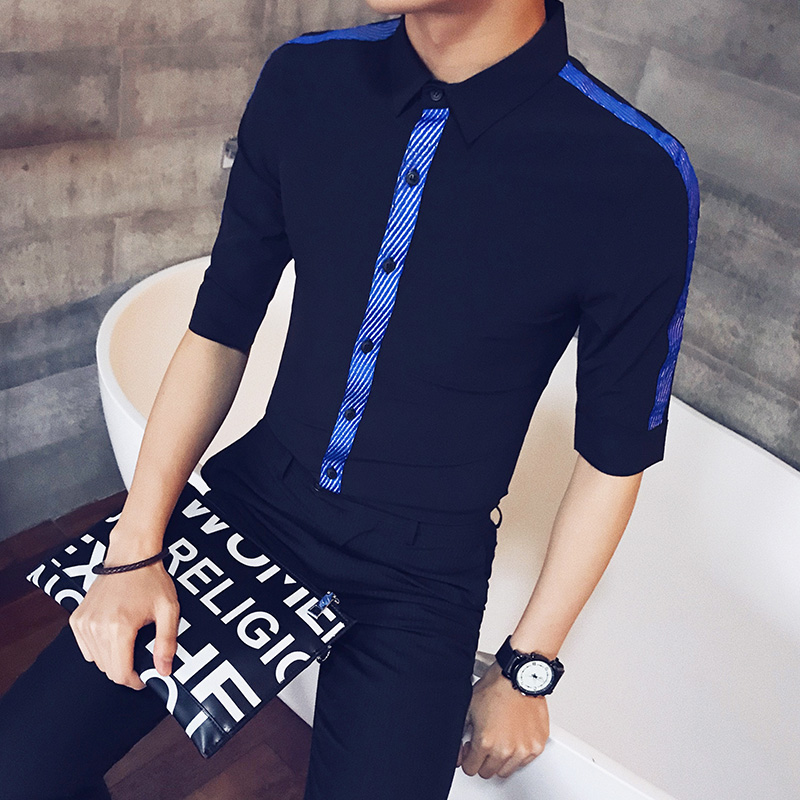 Hot Sale Men Casual Shirts Summer 2020 Simple Ribbon Spliced Shirt Men Half Sleeve Slim Fit Streetwear Night Club Tuxedo Dress, Black
Hot Sale Men Casual Shirts Summer 2020 Simple Ribbon Spliced Shirt Men Half Sleeve Slim Fit Streetwear Night Club Tuxedo Dress, Black