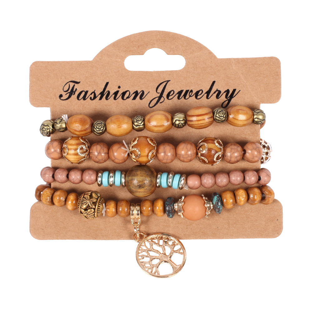 4pcs/Set Bohemian Wooden beaded Chains Bracelets For women Tree of Life Metal Rose Flower charm Wood Beads Bangle Fashion Boho Jewelry
4pcs/Set Bohemian Wooden beaded Chains Bracelets For women Tree of Life Metal Rose Flower charm Wood Beads Bangle Fashion Boho Jewelry