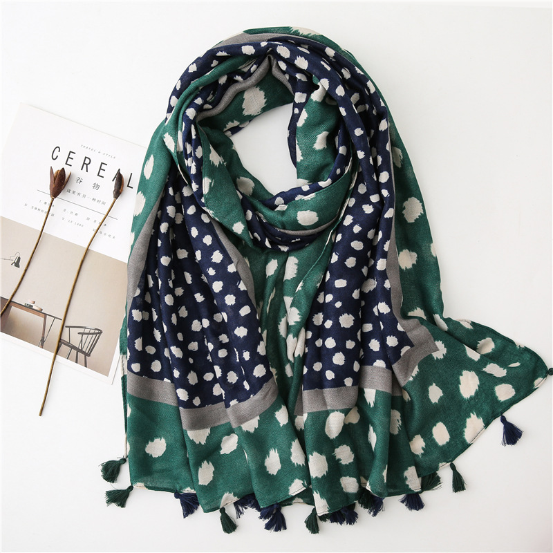 Fashion lady scarf leopard scarf autumn soft wrap cotton linen woman scarf long paragraph shawl Muslim headscarf wave