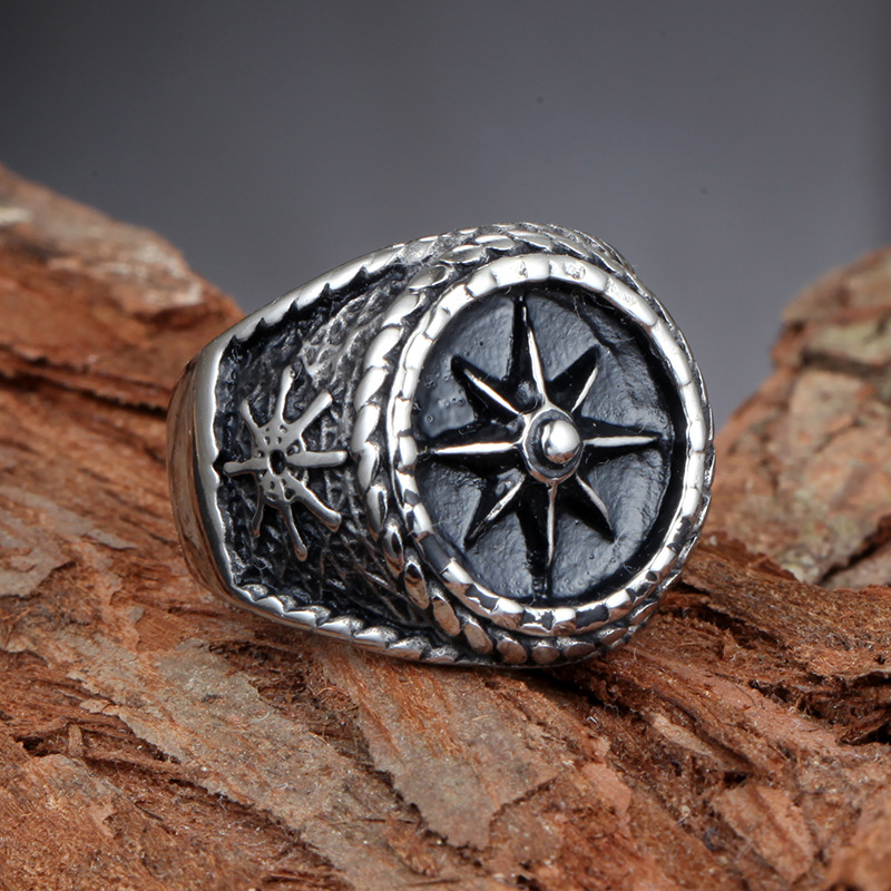 Cluster Rings Explosive Jewelry Wholesale Foreign Trade Supply Titanium Steel Men's Domineering Anchor Ring
