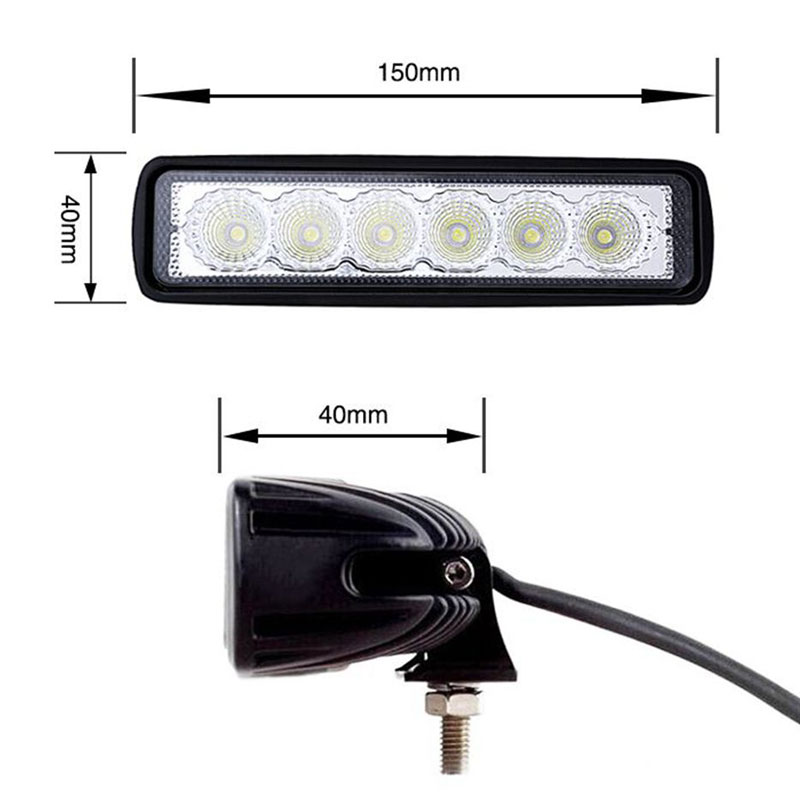 Vehicle 18W Flood LED Work Light Bar ATV Spotlight Fog Driving Lamp Offroad SUV Car Truck Trailer Tractor