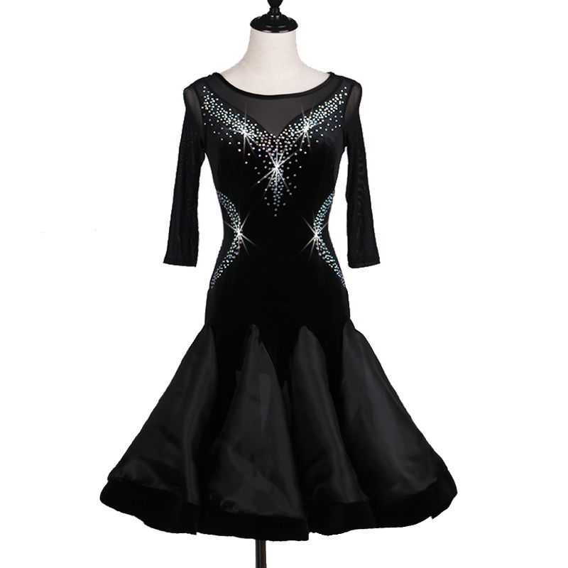 Latin Dance Performance Clothing Women Shiny Rhinestones Professional Latin Big Swing Skirt Middle Sleeve Dance Dress, Picture color
Latin Dance Performance Clothing Women Shiny Rhinestones Professional Latin Big Swing Skirt Middle Sleeve Dance Dress, Picture color