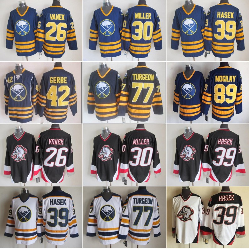 Men 30 Ryan Miller Buffalo Jersey Sabres 26 Thoma Vanek 77 Pierre Turgeon 39 Dominic Hasek 42 Nathan Gerbe 89 Mogilny Blue White Ice Hockey, Black;red
Men 30 Ryan Miller Buffalo Jersey Sabres 26 Thoma Vanek 77 Pierre Turgeon 39 Dominic Hasek 42 Nathan Gerbe 89 Mogilny Blue White Ice Hockey, Black;red