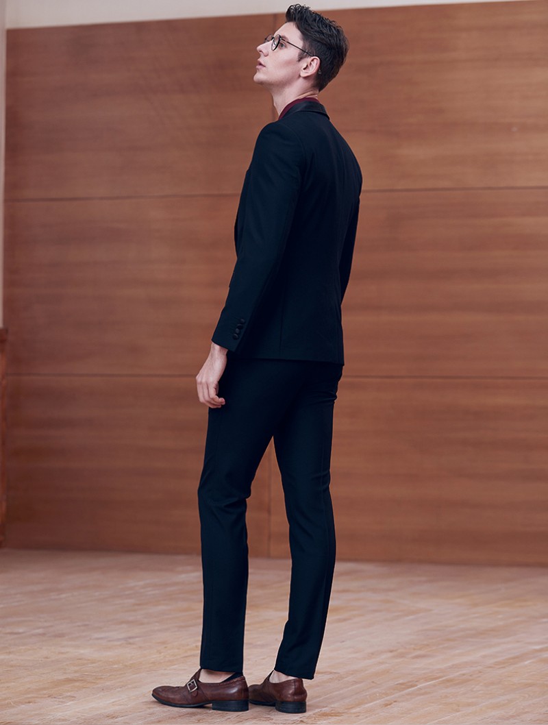 Newest Men Wedding Suits Three Pieces Black Shawl Lapel Groom Tuxedos Groomsmen Businessmen Suit(Jacket+ Vest+Pants)