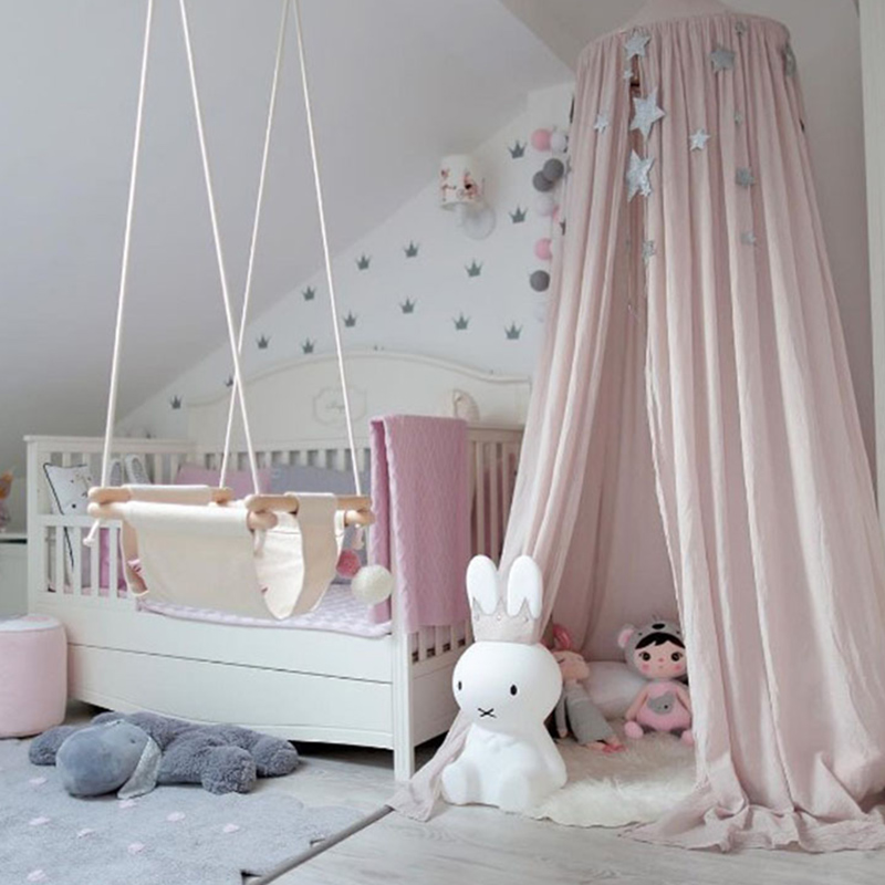 KAMIMI Baby Bed Curtain Children Room Decoration Crib Netting Baby Tent Washed Cotton Cloth Hung Dome Mosquito Net Photog
