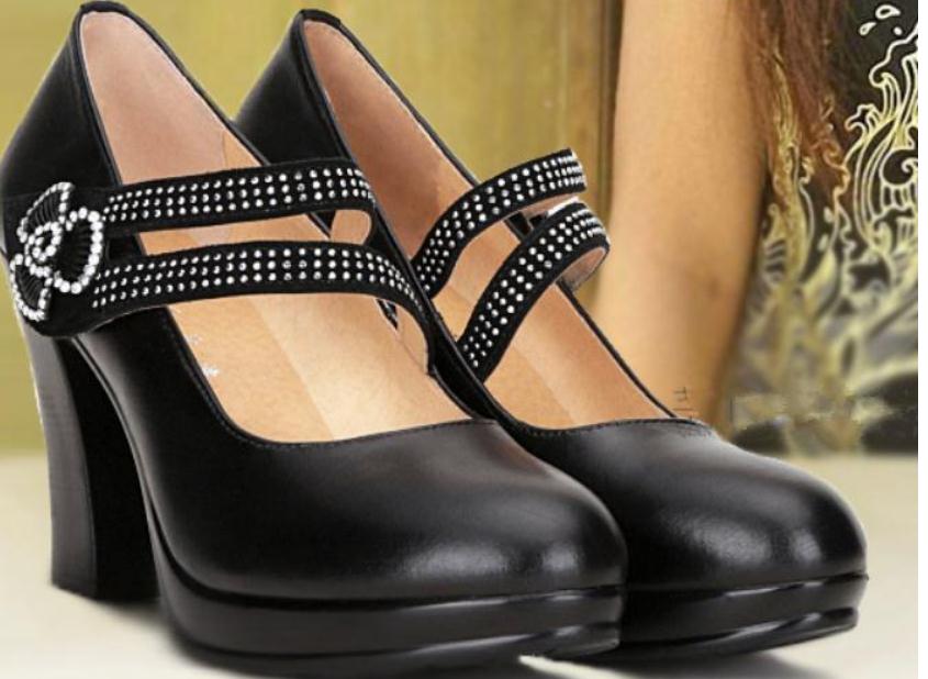 2019 Women's shoes in Spring and Autumn with New style High heel Coarse heel round head waterproof table @OP357, Black 
2019 Women's shoes in Spring and Autumn with New style High heel Coarse heel round head waterproof table @OP357, Black