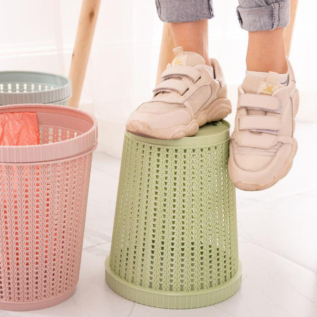 Rattan Styled Trash Can With Self-Replacing Garbage Bag Storage Kitchen Waste Rubbish Garbage Bin Trash can for Bathroom Toilet