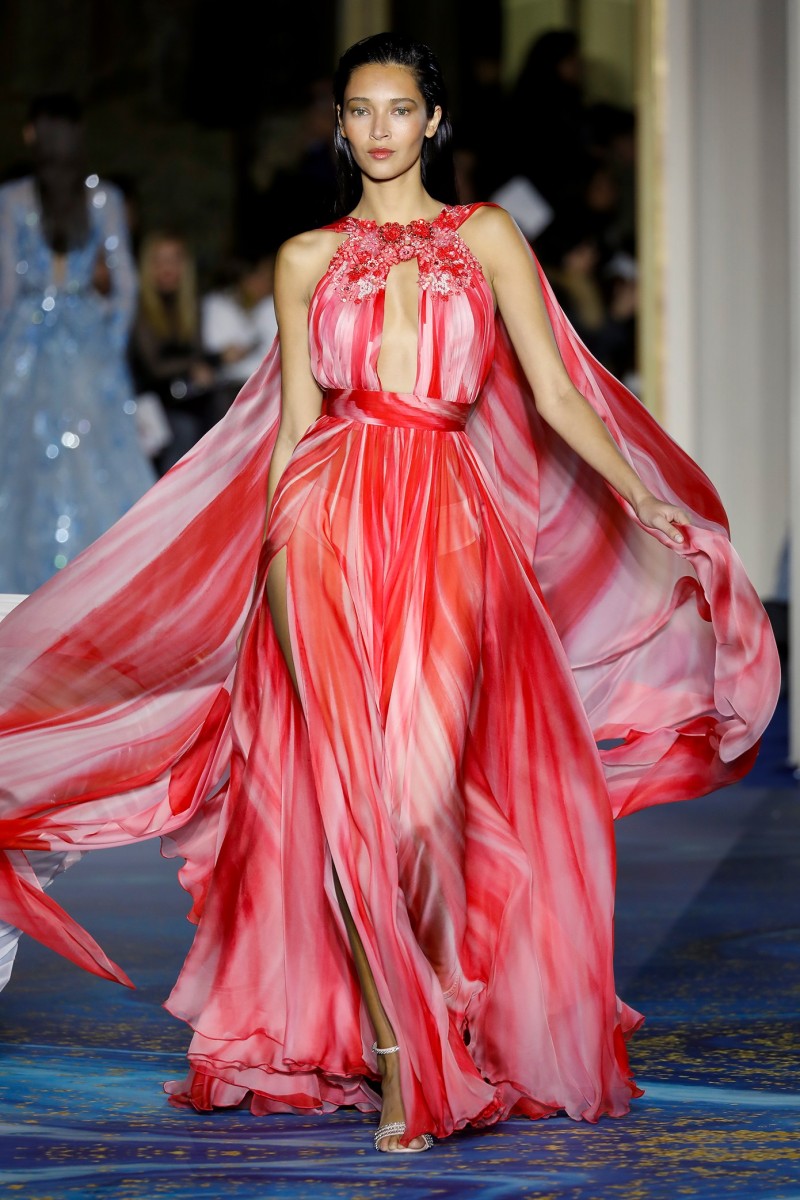 Zuhairmurad Customized A Line Evening Dresses Halter Sleeveless Floor Length Formal Dress Chiffon Sashes Applique Party Bridesmaid Gown