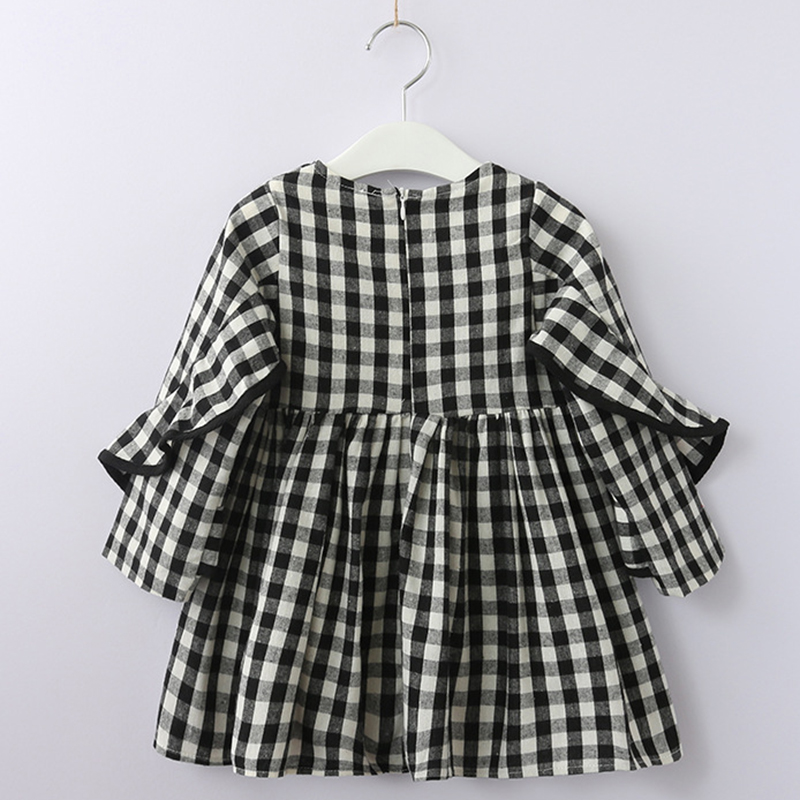 Girls Dress 2020 New Spring / Autumn England Style Lace Long Sleeve Shirt + Plaid Strap Dress For Princesss 3-7 Years