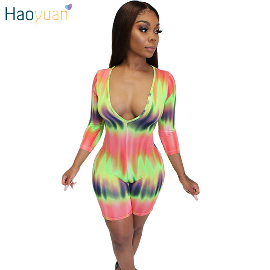 HAOYUAN Tie Dye Sexy Playsuit Women Streetwear Deep V Skinny Bodycon Summer Overalls Body One Piece Rompers Shorts Jumpsuit, Multi
HAOYUAN Tie Dye Sexy Playsuit Women Streetwear Deep V Skinny Bodycon Summer Overalls Body One Piece Rompers Shorts Jumpsuit, Multi