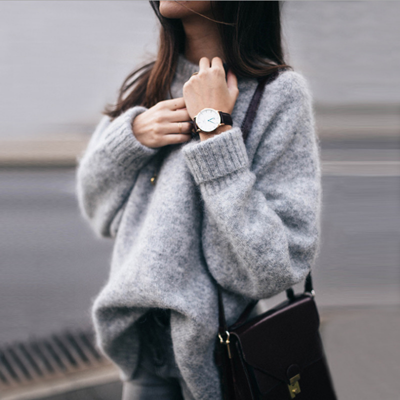 autumn and winter women sweater new loose Joker crew neck turtleneck mohair knit base sweater Mohair Casual Computer Knitted, Gray
autumn and winter women sweater new loose Joker crew neck turtleneck mohair knit base sweater Mohair Casual Computer Knitted, Gray