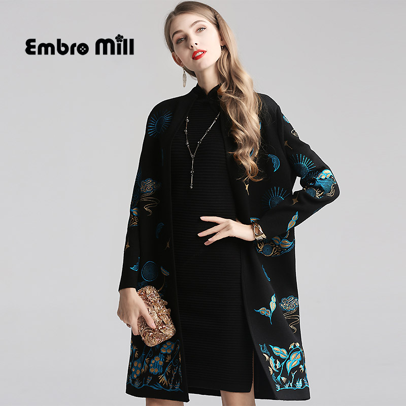 Winter Wool Knitting Open Stitch Coat Streetwear Style Retro Embroidery Loose O-neck Woman Coat -XL, Black
Winter Wool Knitting Open Stitch Coat Streetwear Style Retro Embroidery Loose O-neck Woman Coat -XL, Black