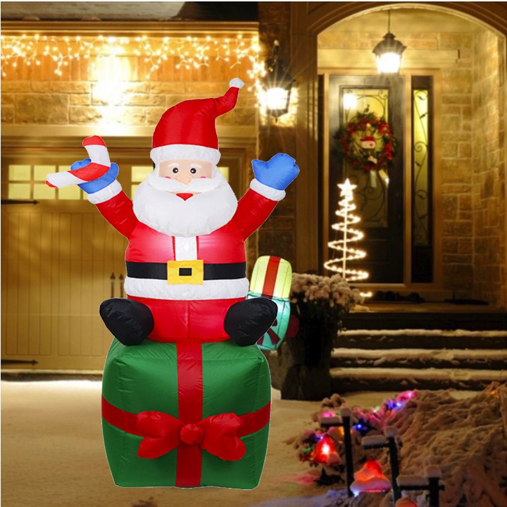 

Inflatables Santa Claus Gift Package Christmas Cute Inflatable Statue Airblown Santa Claus 1.8M 2020 Yard Garden Hotel Toy