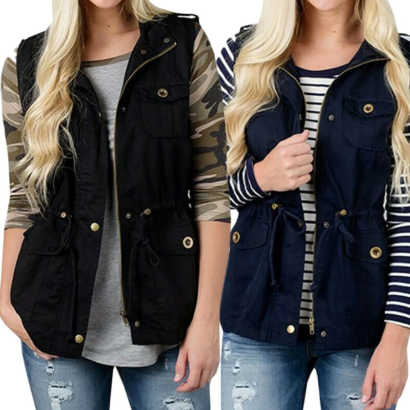 Fashion Women Vest Olive Cargo Utility Safari Vest W Pockets Drawstring Army Top Jacket Coat Casual Streetwear, Red
Fashion Women Vest Olive Cargo Utility Safari Vest W Pockets Drawstring Army Top Jacket Coat Casual Streetwear, Red