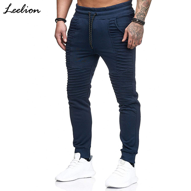 Men's Pleated Casual Pants Polyester, Loose Fit, Drawstring Waist, Streetwear Joggers, Black, Green, Gray, Navy Blue, Red - Fashion B3