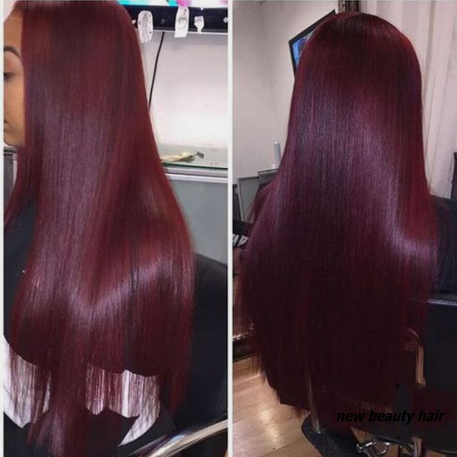 Fashion black women Short Synthetic Front Lace wigs Burgundy color Natural short bob wig straight Heat Resistant Fiber Wigs