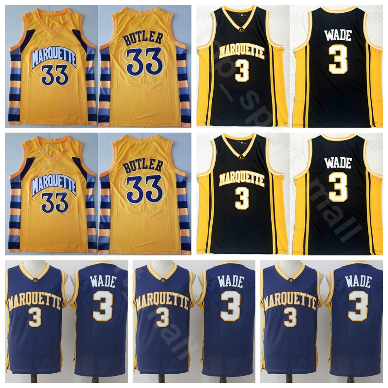 College Marquette Golden Basketball 33 Butler Jersey Dwyane Wade 3 Men Stitched University Black Yellow Uniforms Top Quality
College Marquette Golden Basketball 33 Butler Jersey Dwyane Wade 3 Men Stitched University Black Yellow Uniforms Top Quality