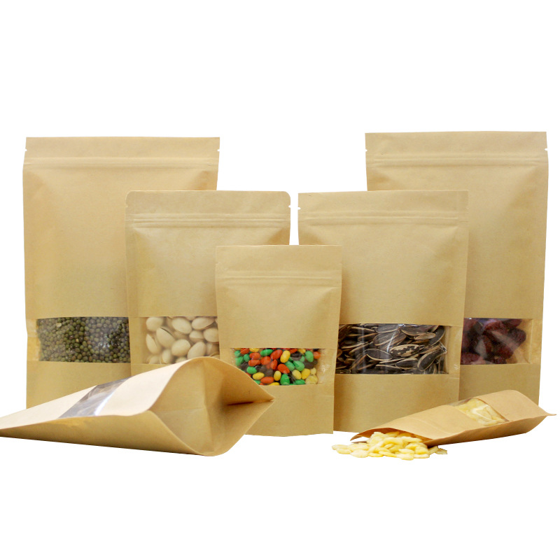 Kraft Paper Bag with Window Stand Up Pouches Bags for Gift Dried Food Fruit Tea Packaging Pouches Food Storage Bags for Packaging Products
Kraft Paper Bag with Window Stand Up Pouches Bags for Gift Dried Food Fruit Tea Packaging Pouches Food Storage Bags for Packaging Products