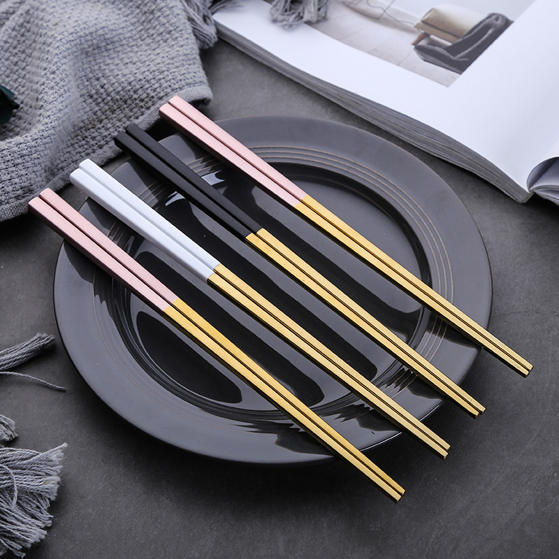 Wed Chopstick Stainless Steel Chopstick Black and Gold
