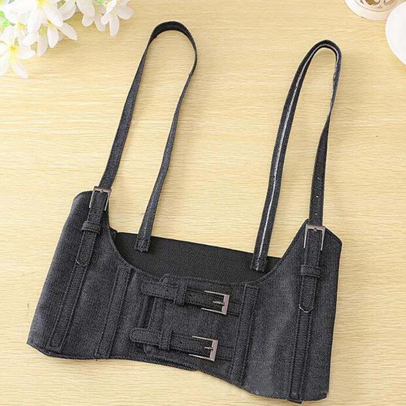 New Sexy Women Push Up Bust Strap Harness Corset belts Women Casual denim Wide belt Lady Suspender accessories Elastic Belt Y191218