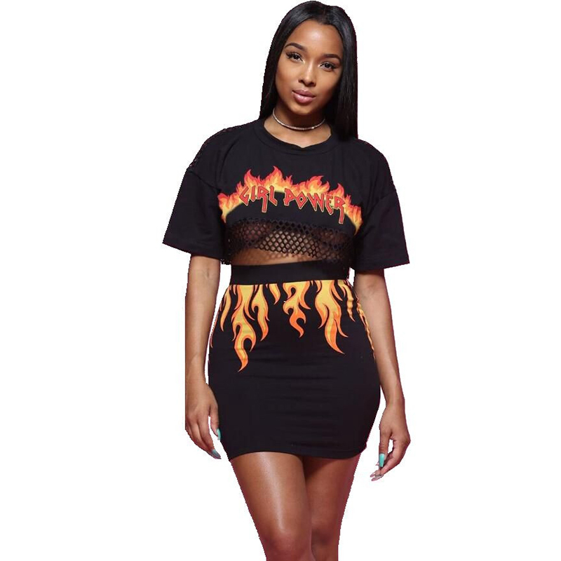 Casual 2 Piece Set Fire Flame Print Back See Through Sexy Mesh Crop Top And Mini Bodycon Skirt Outfit Suits Two Piece Sets B419, As photo
Casual 2 Piece Set Fire Flame Print Back See Through Sexy Mesh Crop Top And Mini Bodycon Skirt Outfit Suits Two Piece Sets B419, As photo