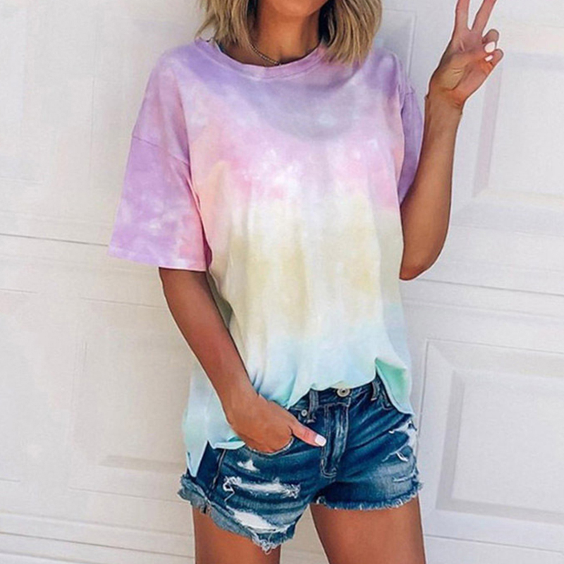 Summer Sexy Women Tie Dye T-shirt Print Short Sleeve T-shirt O-neck Gradient Color Tee Women Streetwear
Summer Sexy Women Tie Dye T-shirt Print Short Sleeve T-shirt O-neck Gradient Color Tee Women Streetwear