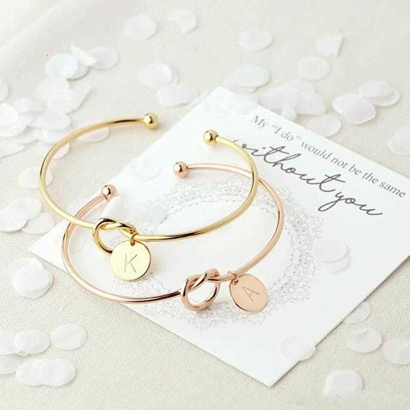 Europe knotted bracelets personality wild three-color 26 letters free combination bracelet wholesale knot bangle GB1570