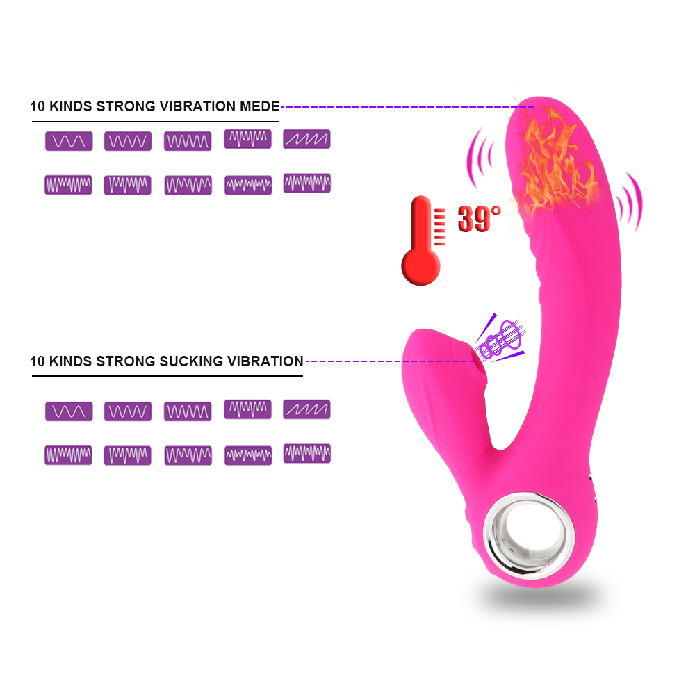 Clitoris Vibrator Double Stimulation Dildo Vibrator Sex Toys for Women Heating Clit Sucker G Spot Massager Oral Sex Solo Blowjob Y200422