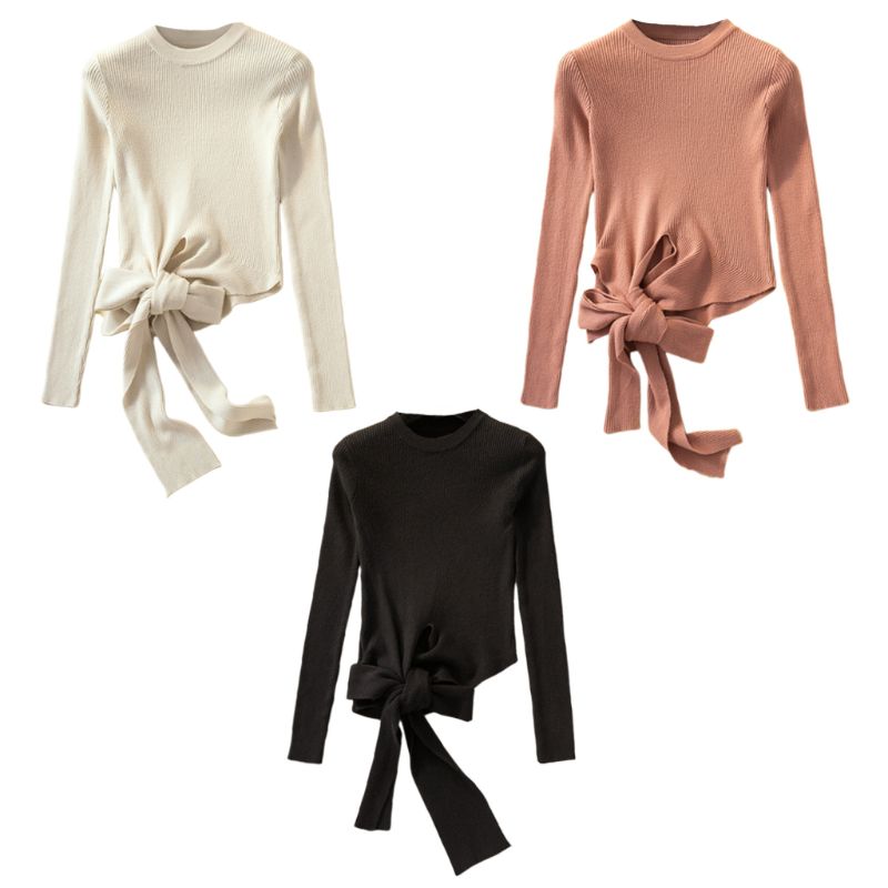 Women Winter Long Sleeve Ribbed Knit Sweaters Round Neck Slim Fit Casual Pullover Tops Cute Side Tie Up Bowknot Plain Shirts, Black
Women Winter Long Sleeve Ribbed Knit Sweaters Round Neck Slim Fit Casual Pullover Tops Cute Side Tie Up Bowknot Plain Shirts, Black