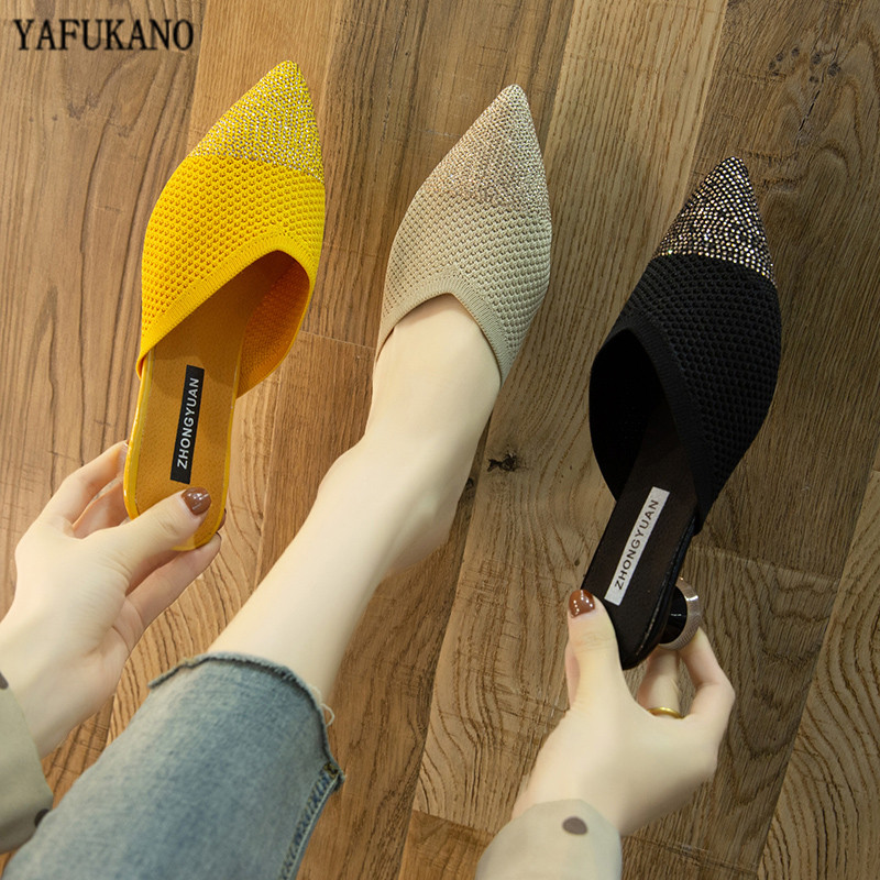 Summer Knitted Elastic Mesh Women Slippers Rhinestones Pointed Toe Slides Spike Heels Mules High Heel Sets Semi, Yellow
Summer Knitted Elastic Mesh Women Slippers Rhinestones Pointed Toe Slides Spike Heels Mules High Heel Sets Semi, Yellow