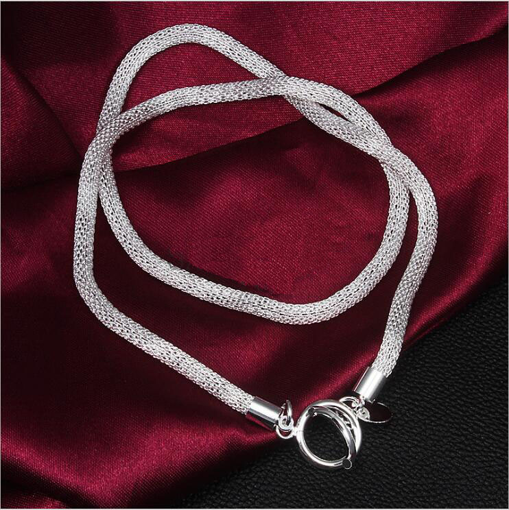 Free shipping Net Necklace sterling silver plate necklace STSN087, fashion 925 silver Chains necklace factory direct sale christmas gift