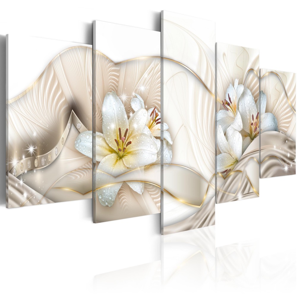 Abstract Flower Canvas Art Print Modern Lily Floral Wall Painting Home Decoration Gift for Love, Choose Color & Size ( No Frame )