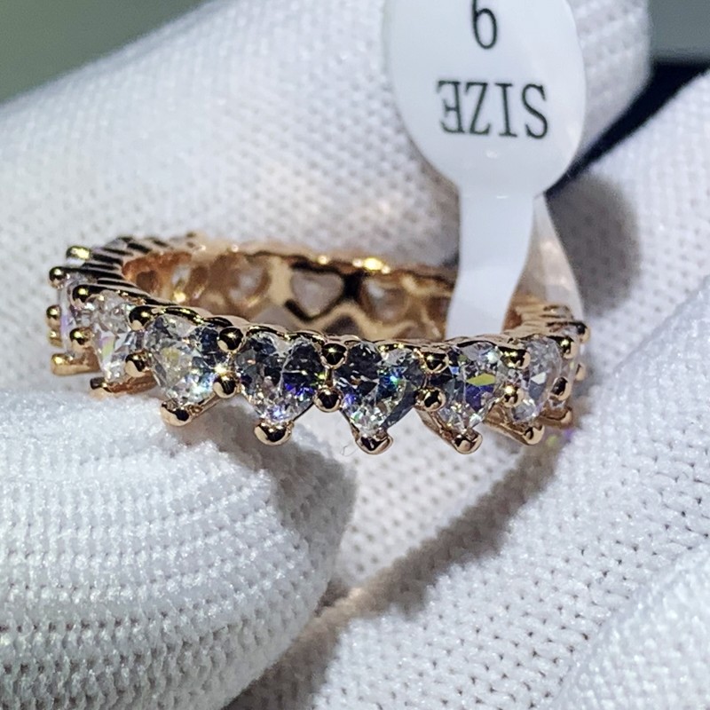 2020 New Arrival Sparkling Luxury Jewelry 925 Sterling Silver&Rose Gold Full Pear Cut White Topaz CZ Diamond Gemstones Women Wedding Ring