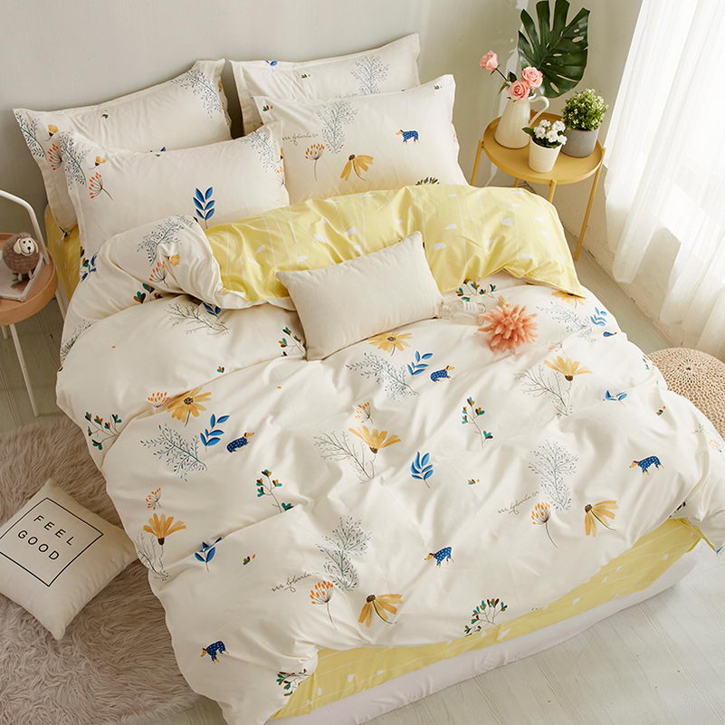 Geometric Striped Cartoon Comforter Bedding Sets 3/4 pcs Polyester Bed Linings Duvet Cover Bed Sheet Pillowcases Cover Set