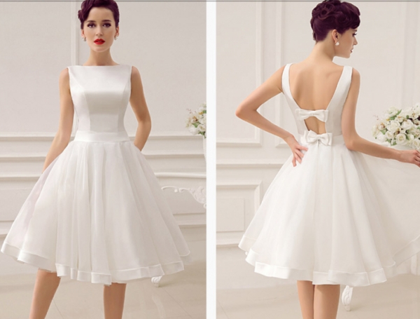 Vestidos de Noiva Hot Sale Short Wedding Dresses Vintage Bridal Dress 1950 Bateau Sleeveless Reception Bridal Gown