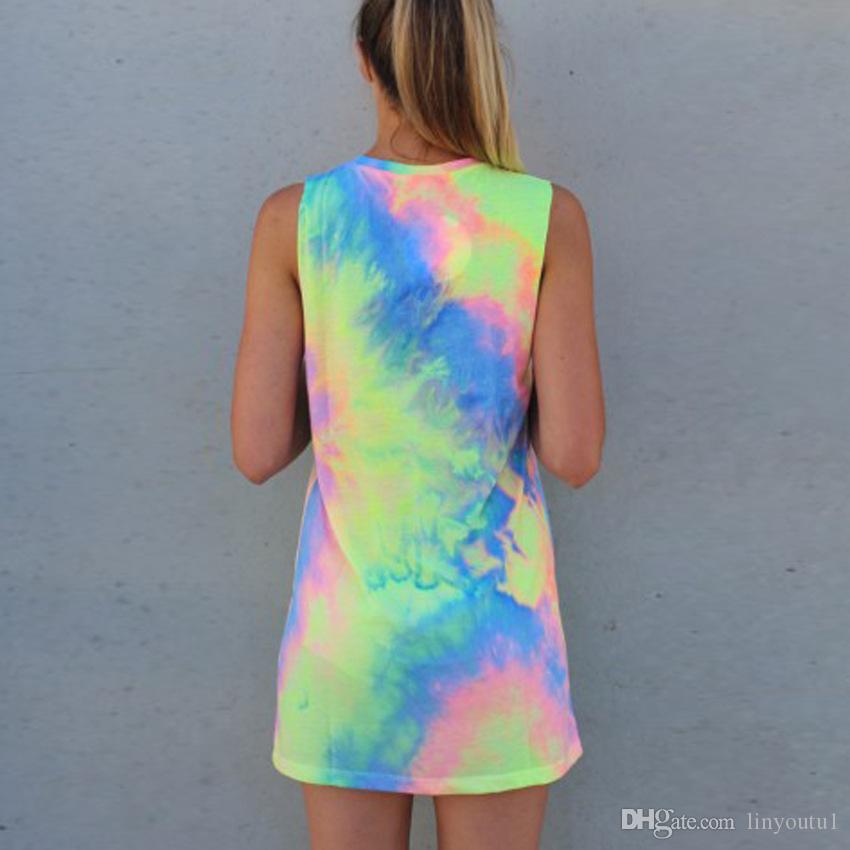 2020 Summer Sexy Women Sleeveless Party rainbow Dress Mini Dress tie Dye Beach Dress Women Slip loose Sleeveless, As picture
2020 Summer Sexy Women Sleeveless Party rainbow Dress Mini Dress tie Dye Beach Dress Women Slip loose Sleeveless, As picture